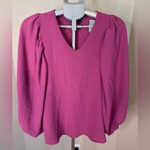 Hudson Gray Pink Ruffled 3/4 Sleeve Relaxed Blouse